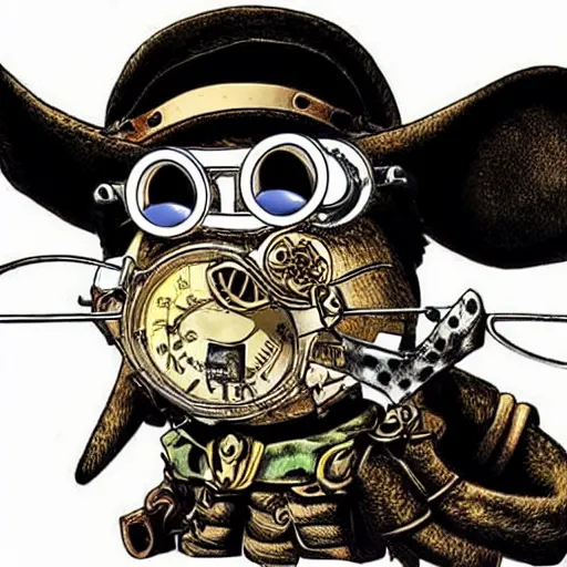 Image similar to a rat with steampunk googles, by Eiichiro Oda