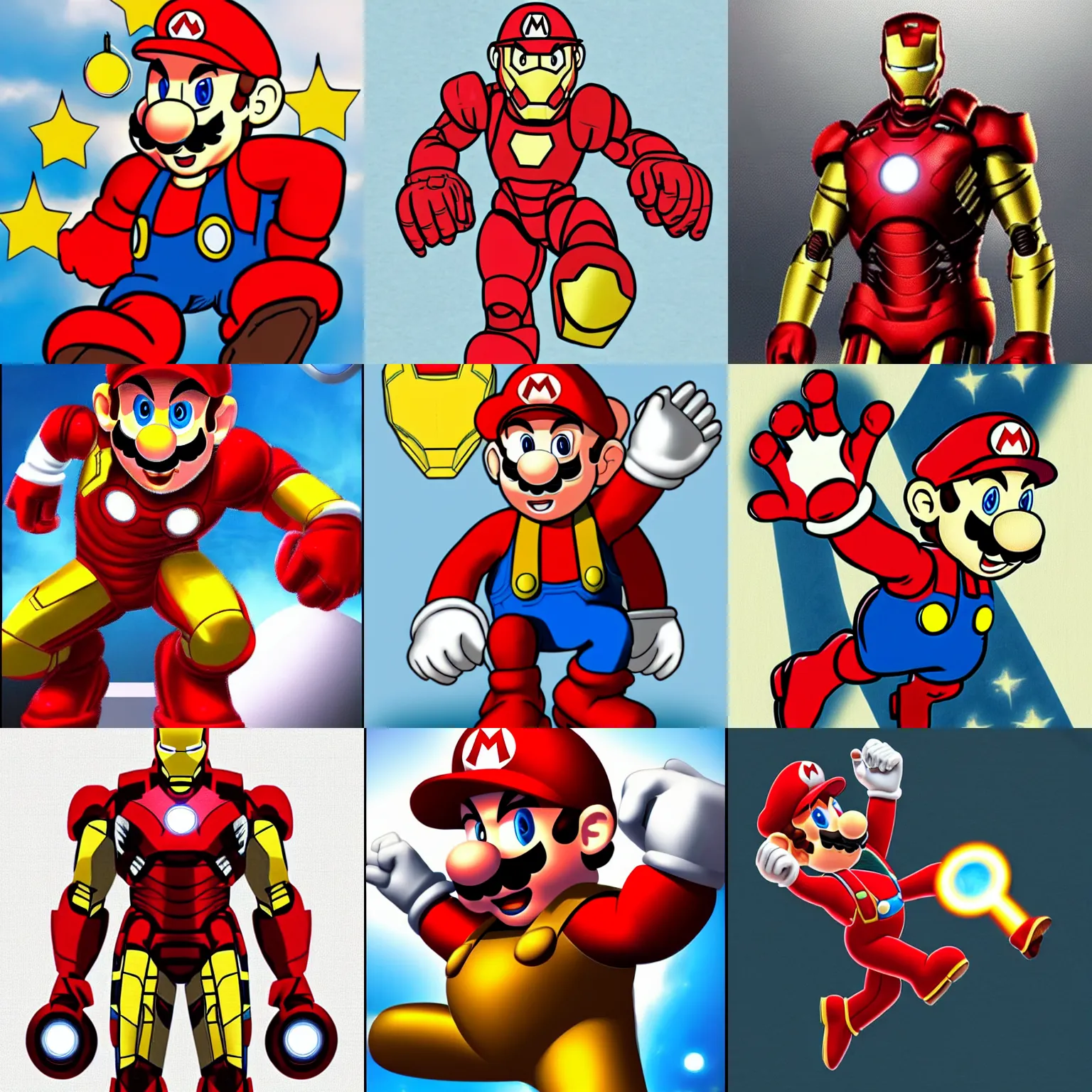 Prompt: mario but in iron man's suit