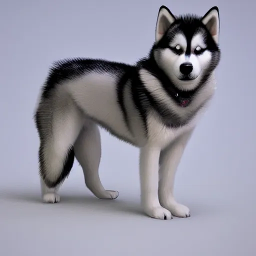 Image similar to realstic husky dog twitch streamer