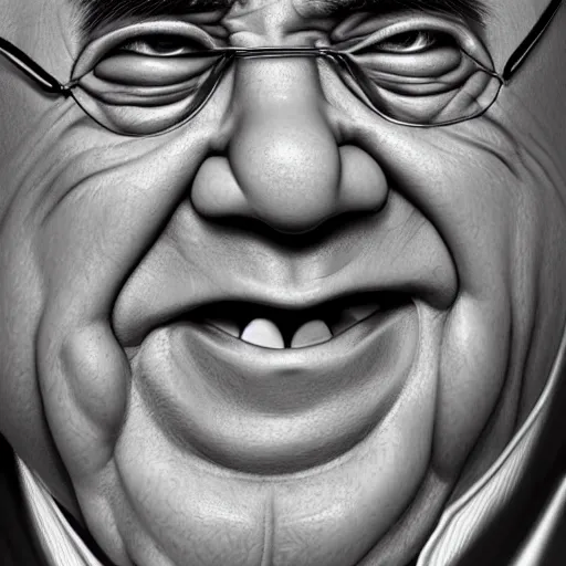 Image similar to hyperrealistic image of danny devito, stunning 3 d render inspired art by xiang duan and thomas eakes, perfect facial symmetry, hyper realistic texture, intricate, photorealistic, highly detailed attributes and atmosphere, dim volumetric cinematic lighting, 8 k octane detailed render, trending on artstation, masterpiece, stunning,