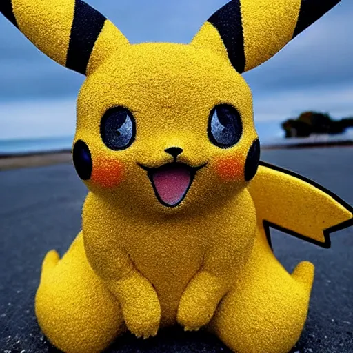 Image similar to Pikachu Sculpture made out of cobblestone