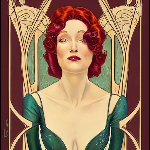 Image similar to an art nouveau streamline moderne portrait in the style of charles dulac and anna dittmann and donato giancola.