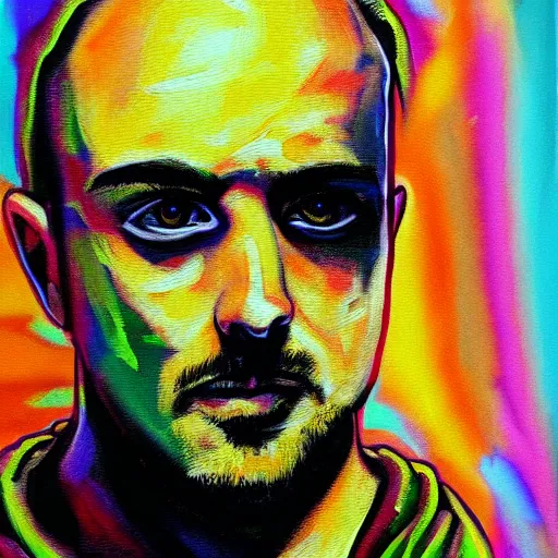 Image similar to jesse pinkman acrylic painting