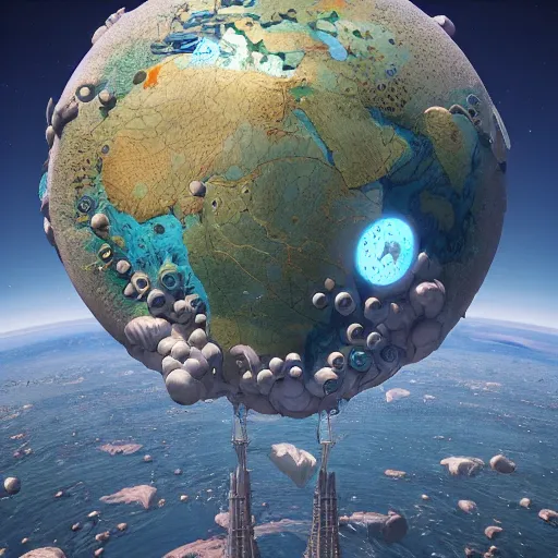 Prompt: the planet earth as a single cell bathing in the milk of gaia, procreation, overpopulation sci - fi steampunk, by james jean and moebius, highly detailed, 4 k, vray, 3 d, render.