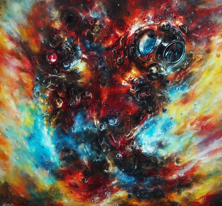 Image similar to exterminatus on earth, painting on canvas, watedrops, water droplets, acrylic painting, acrylic pouring, painting, influencer, artstation