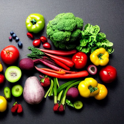 Image similar to film still of fresh fruits and vegetables making beats on an mpc