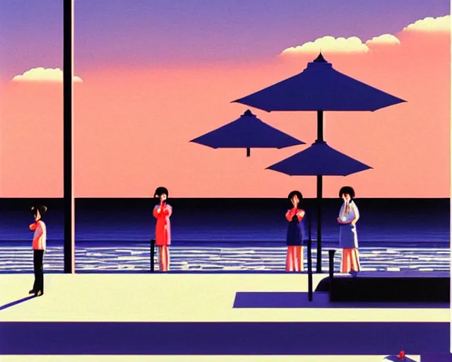 Image similar to a painting by Hiroshi Nagai