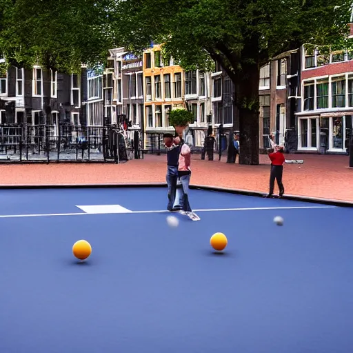 Image similar to playing petanque next to prinsengracht, intricate detail, beautiful aesthetic, photorealistic, cinematic composition, volumetric lighting 8 k