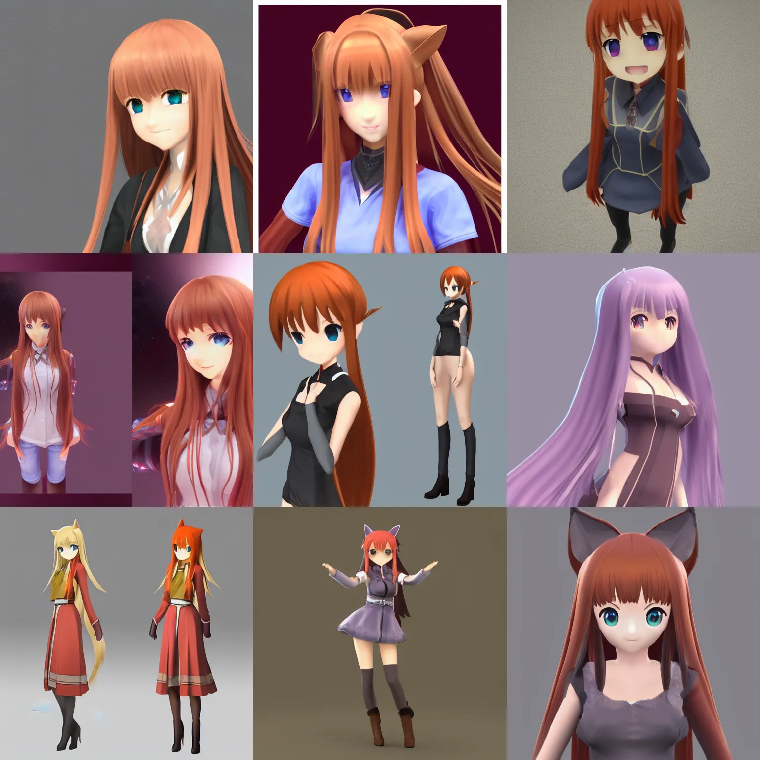 Prompt: A 3D model of Holo from Spice and Wolf, sharp, carefully designed, detailed, beautiful, Yen Press, pixiv, official media, unreal engine, game engine