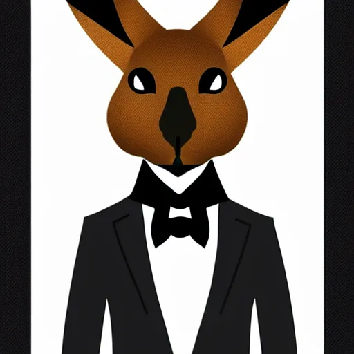 Image similar to spy kangaroo, in a strict suit, like james bond, avatar image, digital art, minimalism