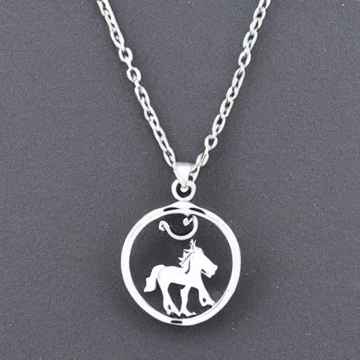 Image similar to a lovely silver unicorn necklace pendant