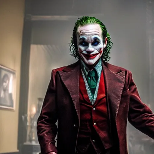 Image similar to stunning awe inspiring ( robin williams ) as the joker 8 k hdr movie still atmospheric lighting