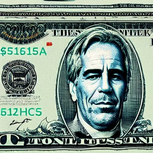Prompt: United States 1 Dollar Bill - Jeffrey Epstein Profile