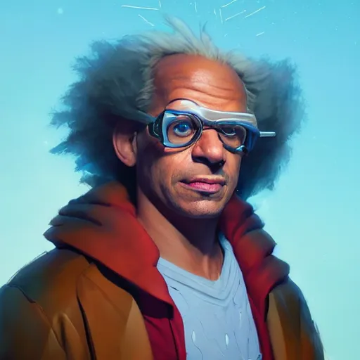 Image similar to portrait of doc brown!!!!! riding on ( ( ( ( lion king ) ) ) ), disney animation, sharp, illustration, sharp, fanart, anime key art by greg rutkowski, bloom, dramatic lighting sharp focus, cinematic, artbook, smooth, centered