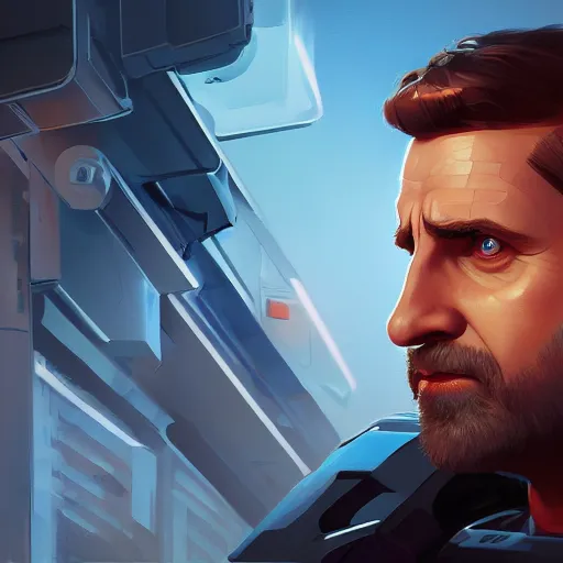 Prompt: Portrait of a cyborg Steve Carell, mattepainting concept Blizzard pixar maya engine on stylized background splash comics global illumination lighting artstation lois van baarle, ilya kuvshinov, rossdraws