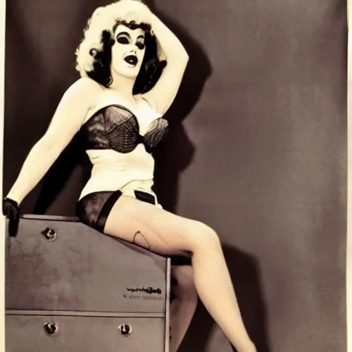 Image similar to Dr. Frank N. Furter as a vintage pin up girl