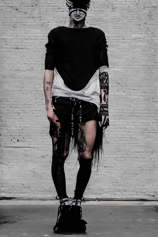 Prompt: crypto punk in the style of rick owens