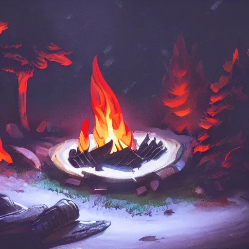 Image similar to close up of a campfire in the night, artstation