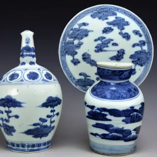 Image similar to photographs of qing dynasty blue and white porcelain