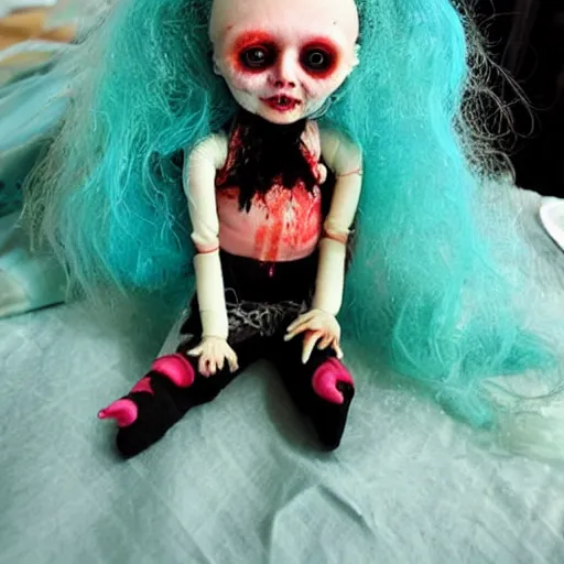 Image similar to weird horror doll melting