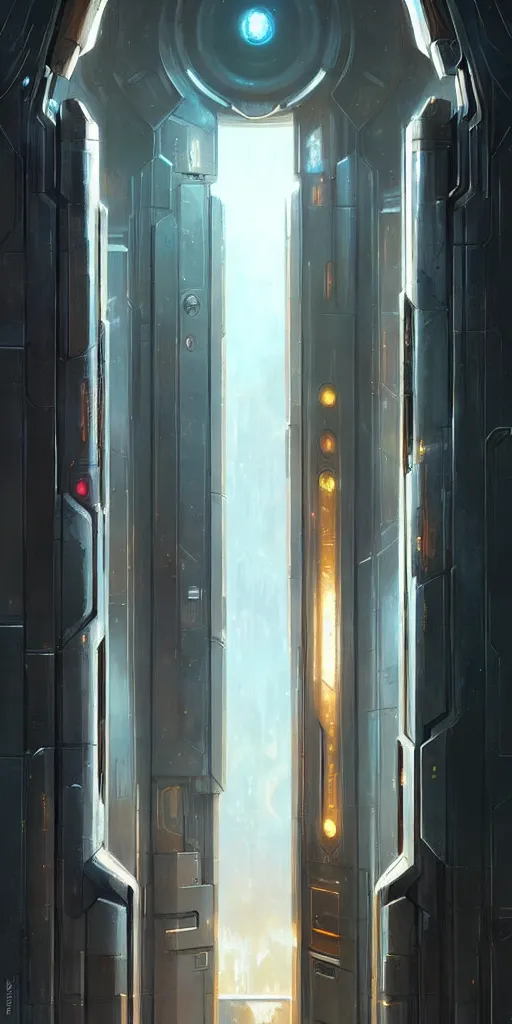 Image similar to 1 9 8 0 s hyper realistic art - deco sci - fi double door by jordan grimmer, darek zabrocki