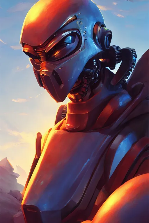 Image similar to epic mask helmet robot ninja portrait stylized as fornite style game design fanart by concept artist gervasio canda, behance hd by jesper ejsing, by rhads, makoto shinkai and lois van baarle, ilya kuvshinov, rossdraws global illumination radiating a glowing aura global illumination ray tracing hdr render in unreal engine 5