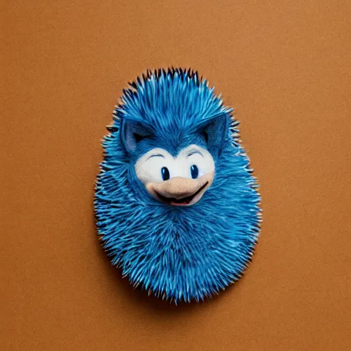 Prompt: anthropomorphic blue hedgehog with human teeth, studio portraitng