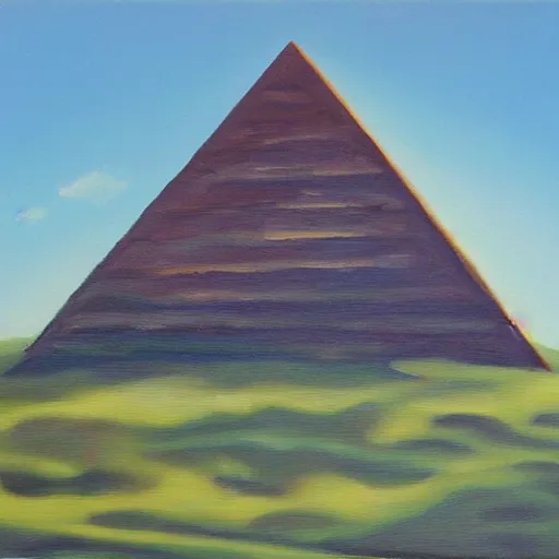 Prompt: oil painting of a pyramid on sunny day