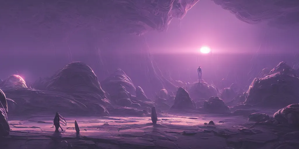 Image similar to an amazing alien landscape, digital art, breathtaking, extremely detailed, digital paintinghyperrealistic, dynamic lighting, particles, unreal engine, simon stålenhag, rendered by Beeple, Makoto Shinkai, syd meade, simon stålenhag, environment concept, trending on artstation, octane render, 4K UHD image