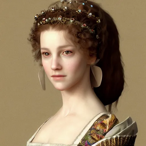 Image similar to 1 7 th century duchess, wow 4 k detail fantasy, cgsociety, matte painting, wow, realistic materials, photo realistic, postprocessing