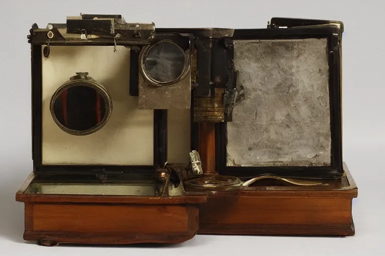 Prompt: tatbletop stilllife of a Victorian Stereo viewer