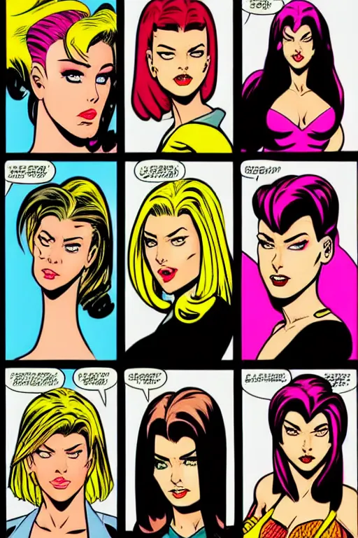 Image similar to woman in the style of 9 0 s comic book art,, single head, no double head,