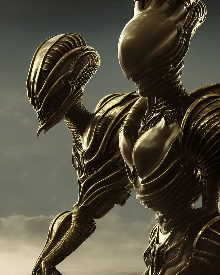 Prompt: epic portrait of alien queen in ring armour by cleavanger and elvgren epic octane vfx maya render