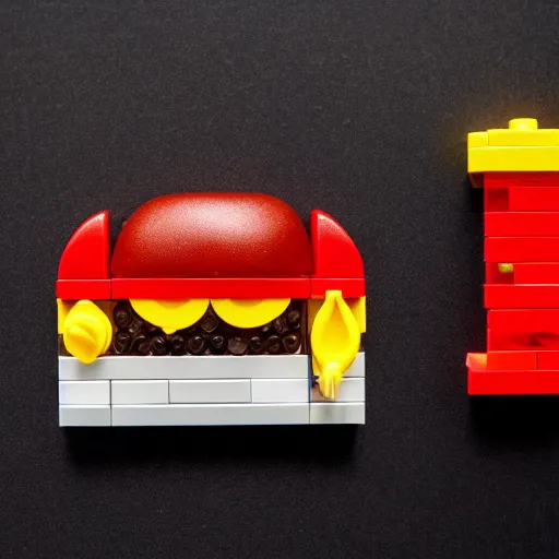 Prompt: a LEGO hamburger 35mm photograph