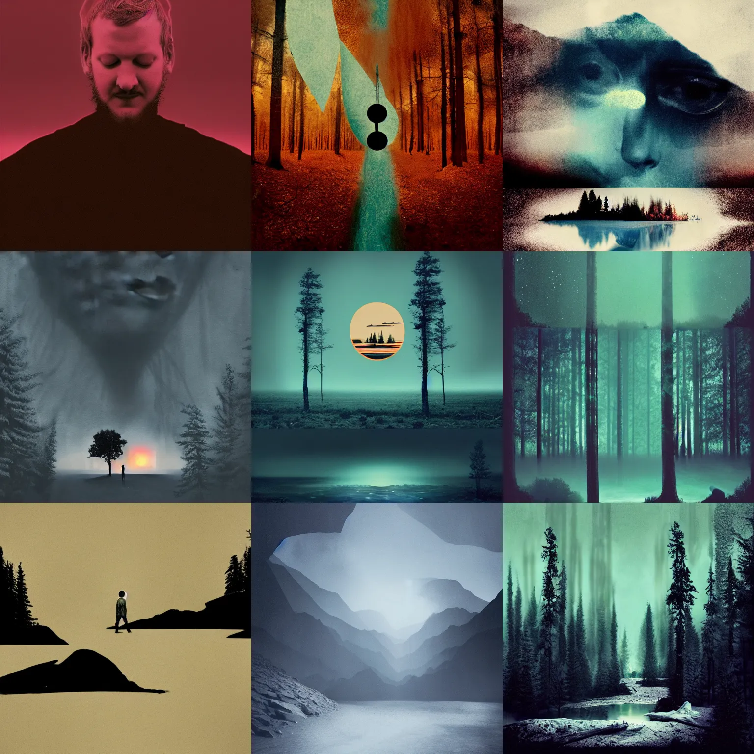 Prompt: bon iver, 22 a million, holocene, justin vernon, concept art, digital art, matte painting, photography