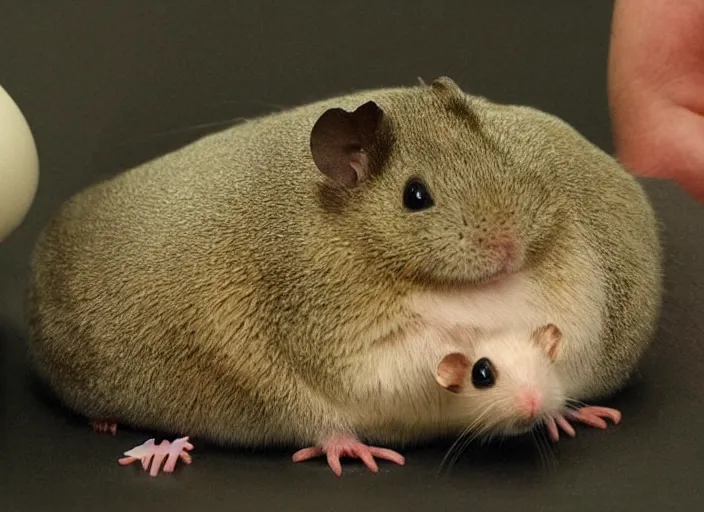 Prompt: a genetic combination of jabba the hutt and hamster