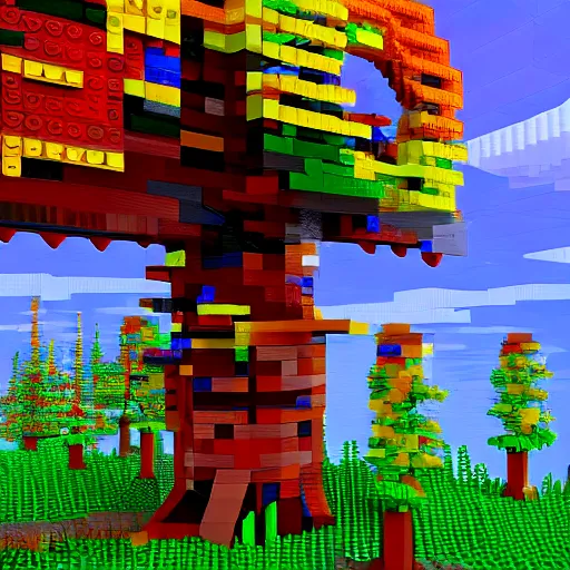 Image similar to erdtree in a lego game. impressionistic, colorful, high quality, 8 k, arstation