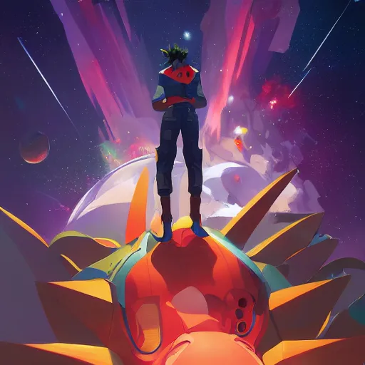 Image similar to hero world space dandy, behance hd by jesper ejsing, by rhads, makoto shinkai and lois van baarle, ilya kuvshinov, rossdraws global illumination