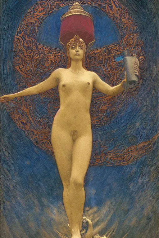 Image similar to goddess of the moonlit dead with her lantern and regalia, by Annie Swynnerton and Nicholas Roerich and jean delville, dramatic cinematic lighting , ornate headdress , flowing robes, lost civilizations, extremely detailed