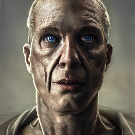 Prompt: hyperrealistic mixed media painting of Jobe Smith from science fiction horror film The Lawnmower Man, stunning 3d render inspired art by István Sándorfi, perfect facial symmetry, dim volumetric lighting, 8k octane beautifully detailed render, post-processing, portrait, extremely hyper-detailed, intricate, epic composition, highly detailed attributes and atmosphere, cinematic lighting, masterpiece, trending on artstation, very very detailed, masterpiece, stunning
