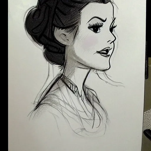 Image similar to milt kahl sketch of victoria justice as princess padme from star wars episode 3