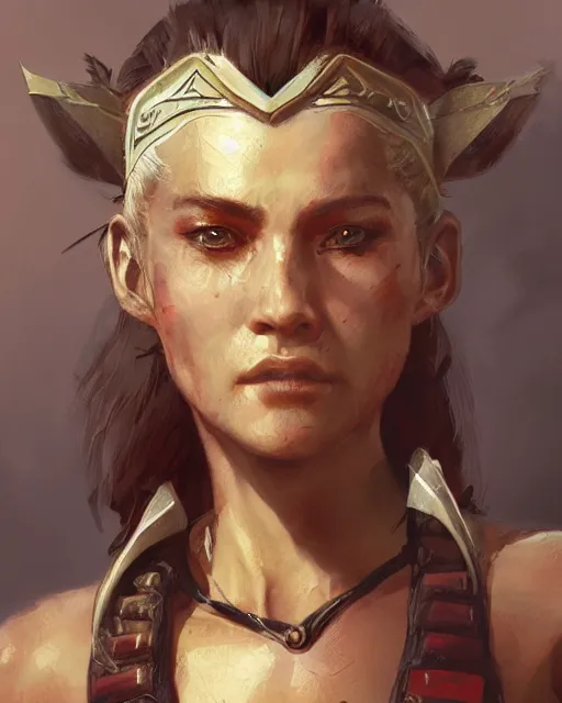 Image similar to the elder scrolls vi, charismatic rugged female redguard warrior portrait, illustration, rim light, top light, perfectly shaded, soft painting, art by krenz cushart and wenjun lin