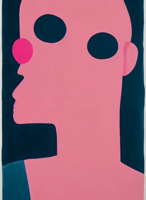 Image similar to a painting of a person with a pink background, a minimalist painting by Francesco Clemente, behance, suprematism, poster art, concert poster, movie poster