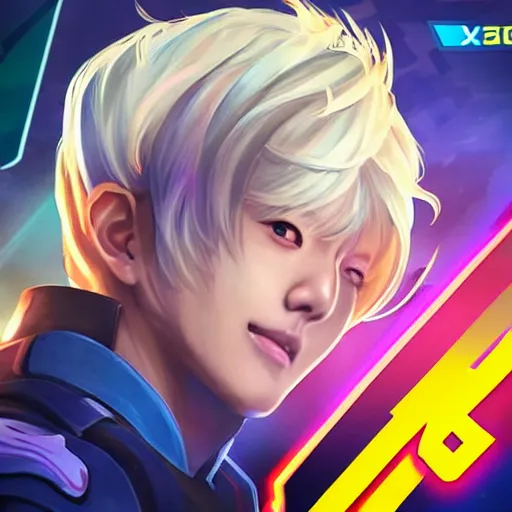 Image similar to a member from the kpop band exo as a mobile legends hero, 8 k, high definition, extremely detailed