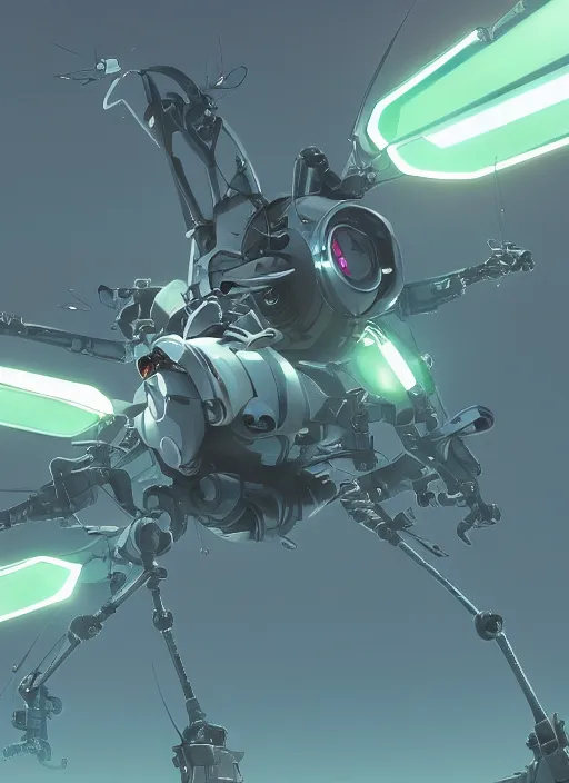 Image similar to robotic cyber dragonfly, nuclear powered, detailed, futuristic, cory loftis, james gilleard, atey ghailan, makoto shinkai, goro fujita, studio ghibli, rim light, exquisite lighting, clear focus, very coherent, plain background