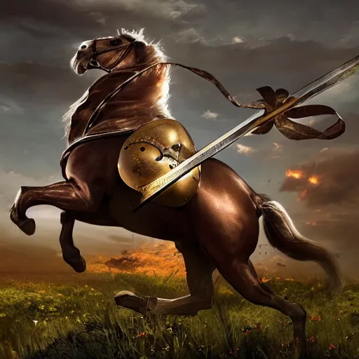 Image similar to a hero from the war of the roses riding an armored horse into battle with a lance and shield, epic, glory, high detail cinematic lighting