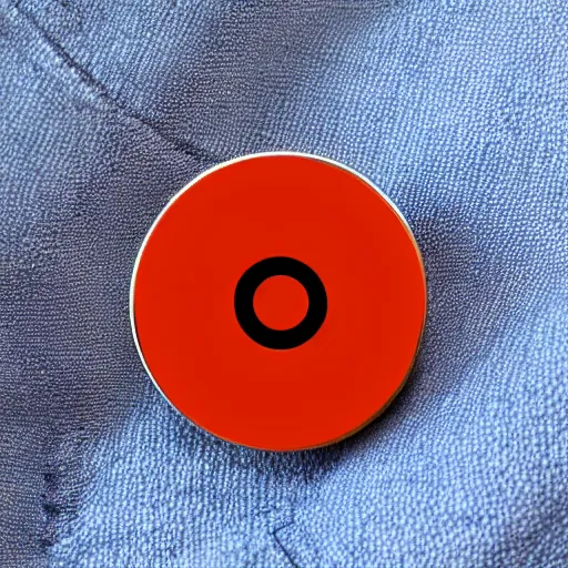 Image similar to a retro minimalistic circle enamel pin of a retro minimalistic clean fire warning label, smooth curves