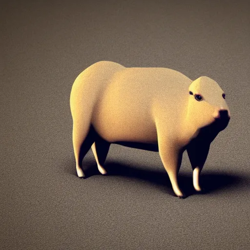 Image similar to low polygon render of a capybara on a white backround, isometric 3 d, ultra hd