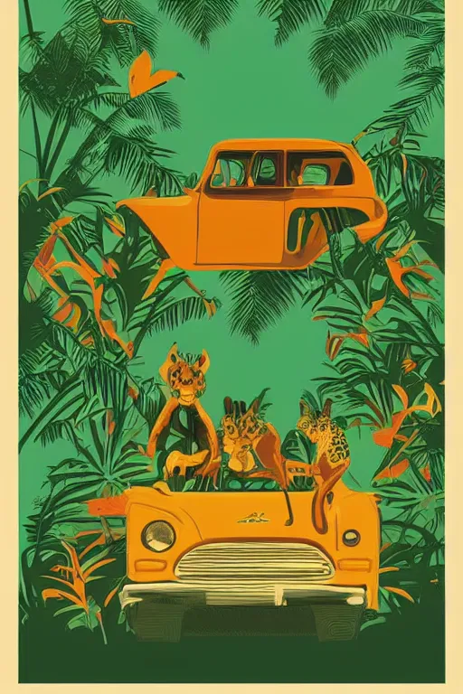 Image similar to vintage poster, jungle travel adventure, illustration, vector art, retro