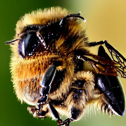 Prompt: a bee with the face of beyonce